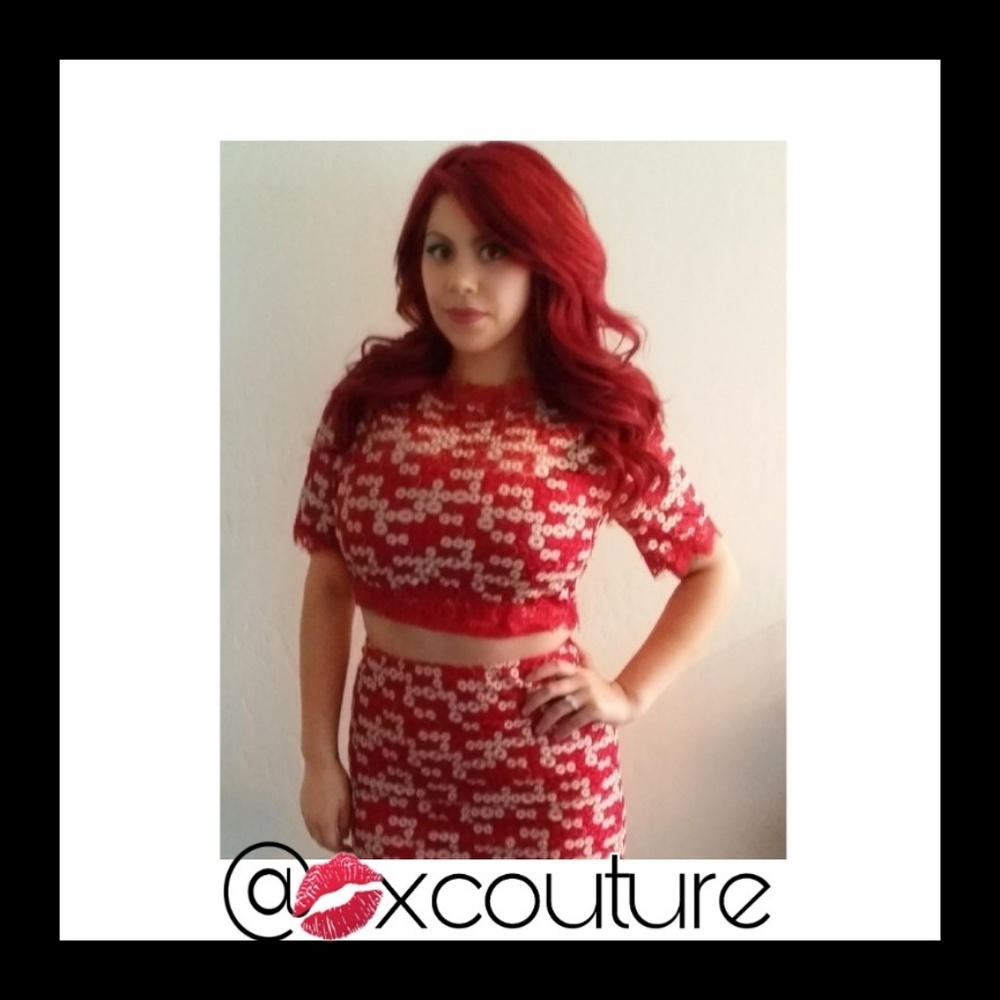 Red Lace Crop Top